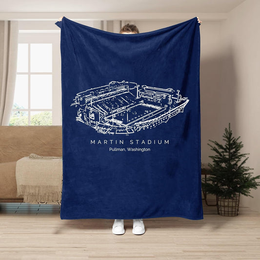 Custom Stadium Blanket Personalized College Football Field Blanket Gifts for Football Fans