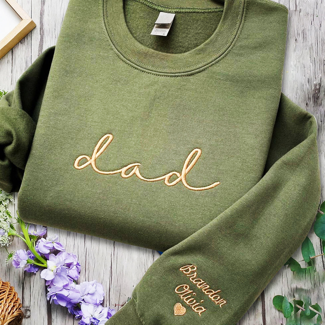 Custom Mama Embroidered Sweatshirt with Kids Names Sleeves