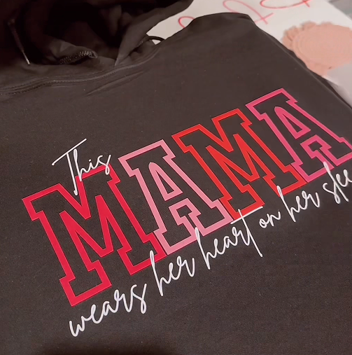 Personalized MAMA Wears Her Heart On Her Sleeve Sweatshirt