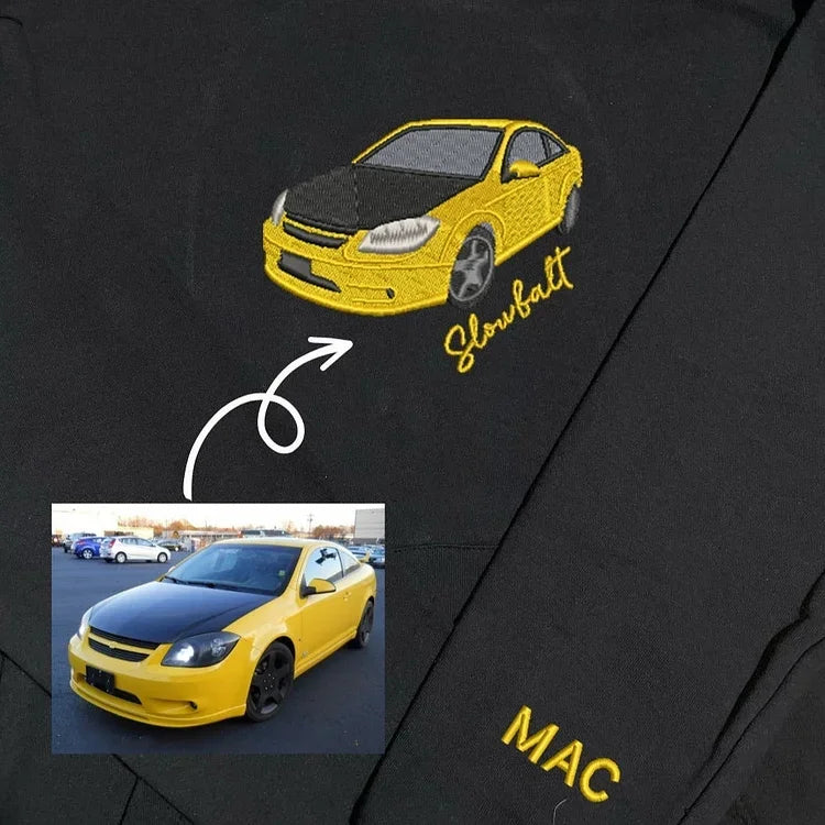 Custom Portrait Car Sweatshirt Customized Car Embroidered Hoodies Car Enthusiast Gifts