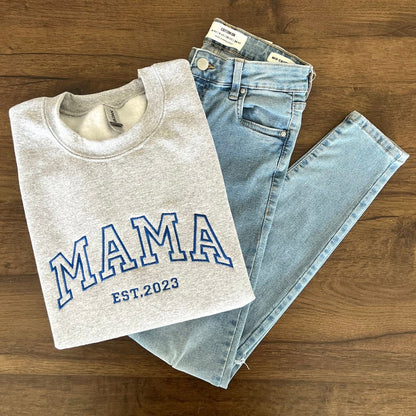 Personalized Mama Embroidered Sweatshirt With Date&Name Mother's Day Gift