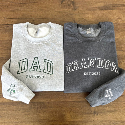 Custom Embroidered Sweatshirt With Name On Sleeve Gift For New Dad Father's Day Gift