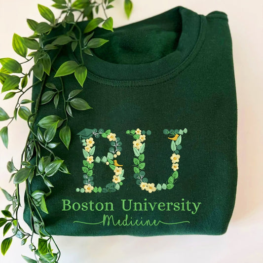 Custom College Floral Letter Embroidered Hoodie or Sweatshirt Sorority Gift