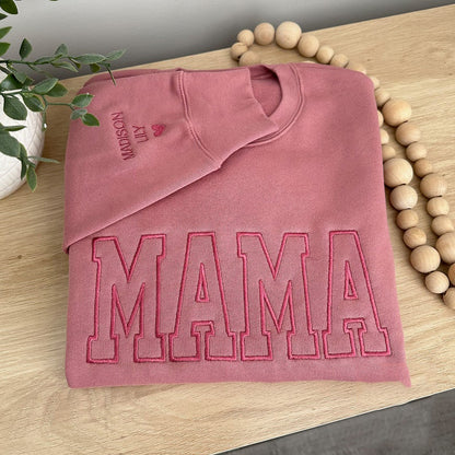 Personalized Mama Embroidered Sweatshirt With Date&Name Mother's Day Gift