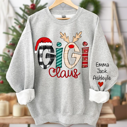 Custom Family Sweatshirt with Kids Names sleeve Christmas Gift