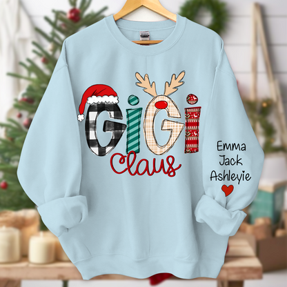 Custom Family Sweatshirt with Kids Names sleeve Christmas Gift