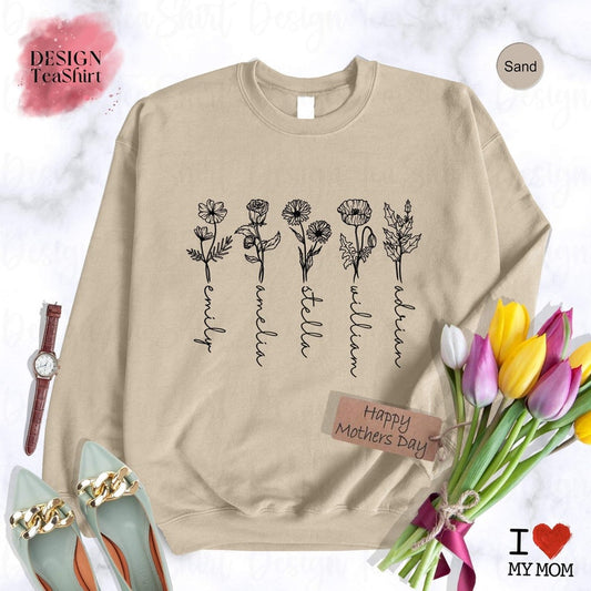 Camisa personalizada con flores de nacimiento para el mes de nacimiento, regalo perfecto para el día de la madre