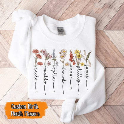 Custom Birth Month Birth Flower Shirt Perfect Mothers Day Gift