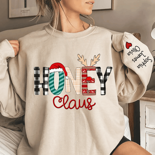 Custom Family Sweatshirt with Kids Names sleeve Christmas Gift