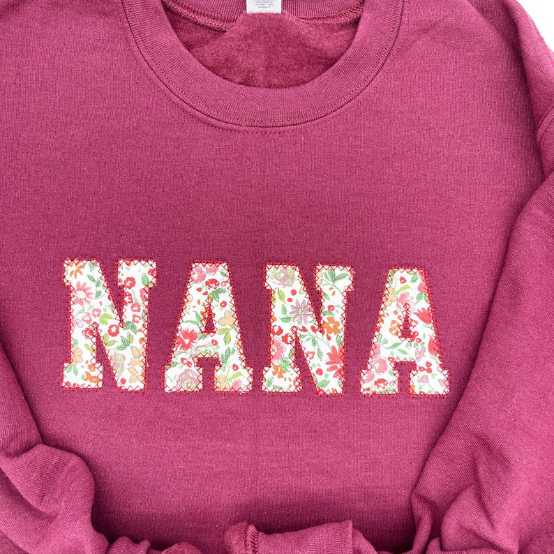 Personalized Floral Mama Embroidered Sweatshirt with Kid Names on Sleeve Christmas Gift