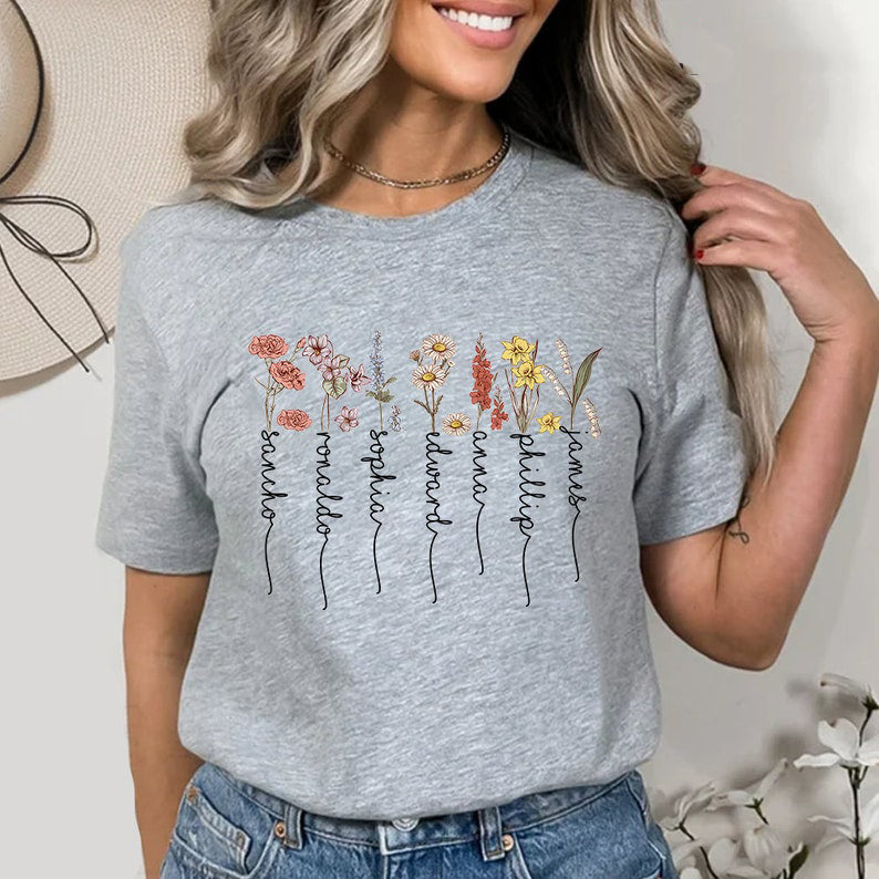 Custom Birth Month Birth Flower Shirt Perfect Mothers Day Gift