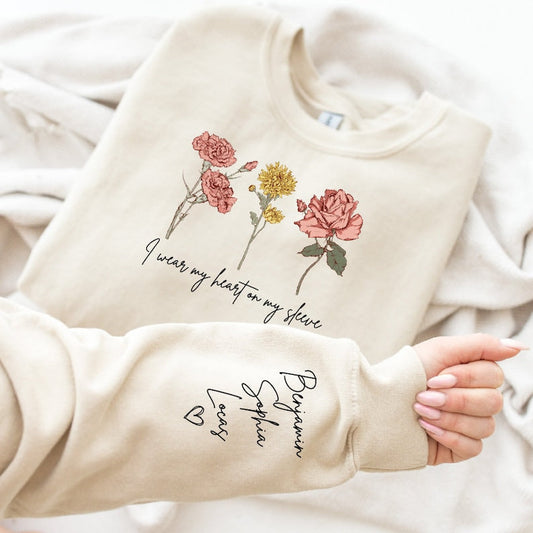 Camisa personalizada con flores de nacimiento para el mes de nacimiento, regalo de Navidad perfecto para mamá y abuela 