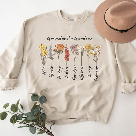 Camisa personalizada con flores de nacimiento para el mes de nacimiento, regalo de Navidad perfecto para mamá y abuela 