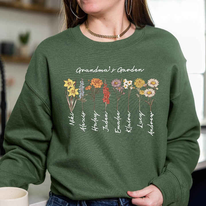 Custom Birth Month Birth Flower Shirt Perfect Christmas Gift For Mom Grandma