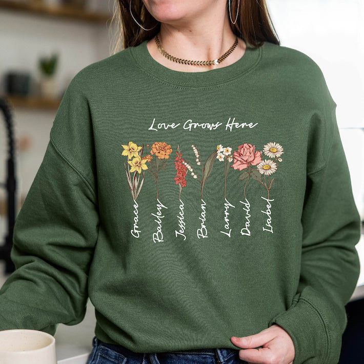 Custom Birth Month Birth Flower Shirt Perfect Christmas Gift For Mom Grandma