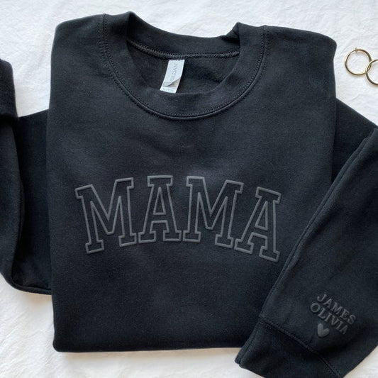 Personalized Mama Sweatshirt with Kid Names on Sleeve Christmas Gift